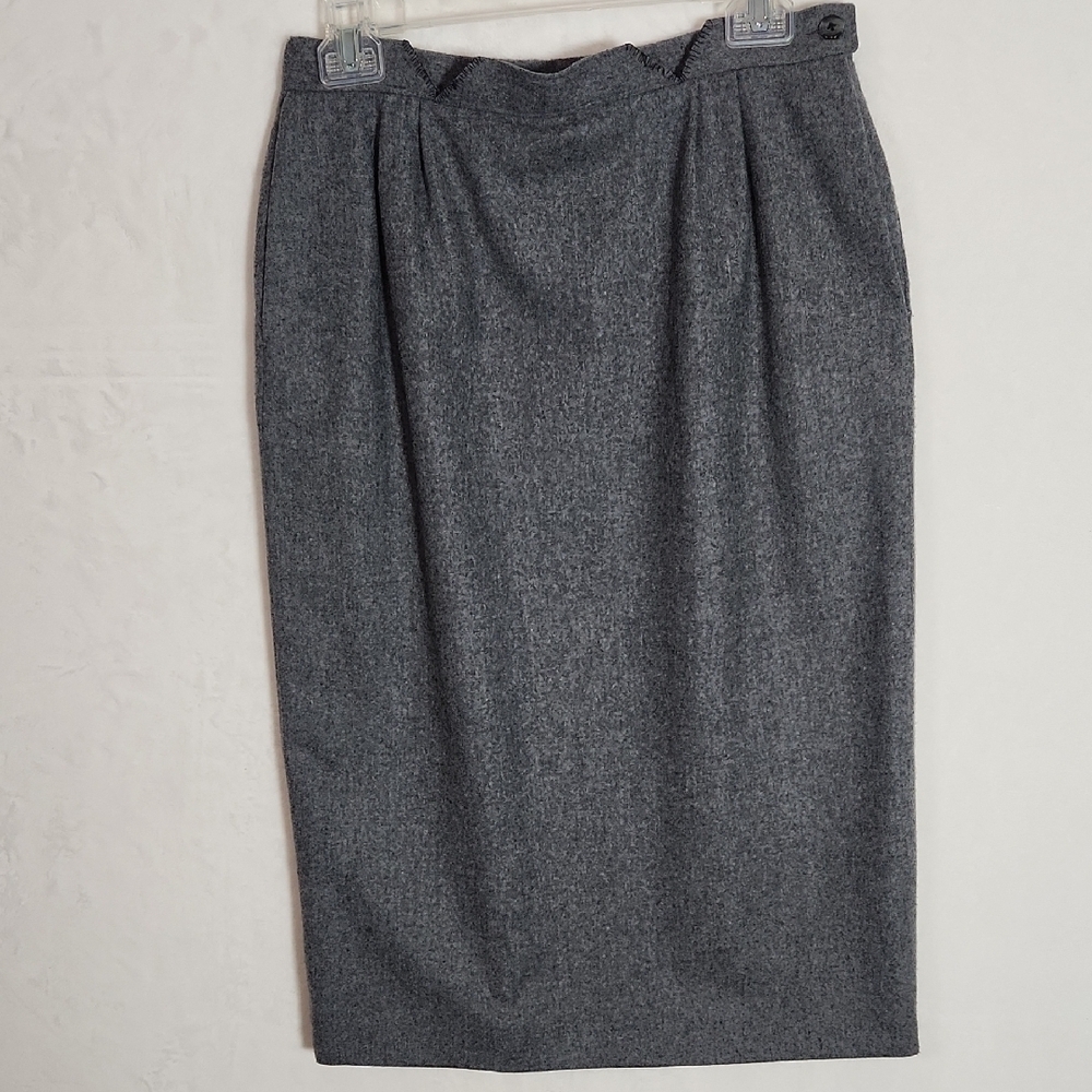 Pendleton Gray Wool Pleated Waistband Pencil Skirt size 8